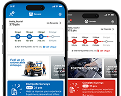 Chevron and Texaco app homepage screens